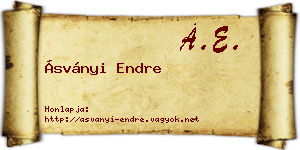 Ásványi Endre névjegykártya